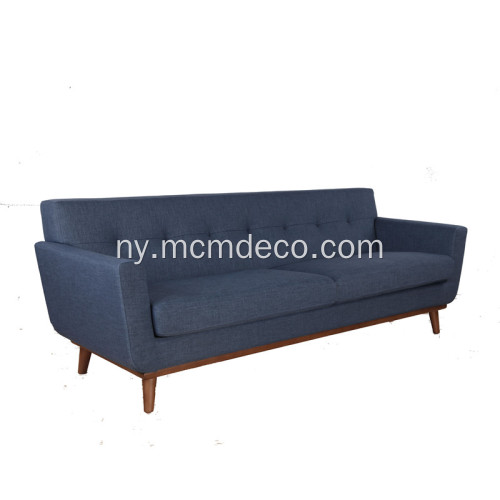 Midcentury 3 Seater Nsalu Sofa yokhala ndi Wood Frame